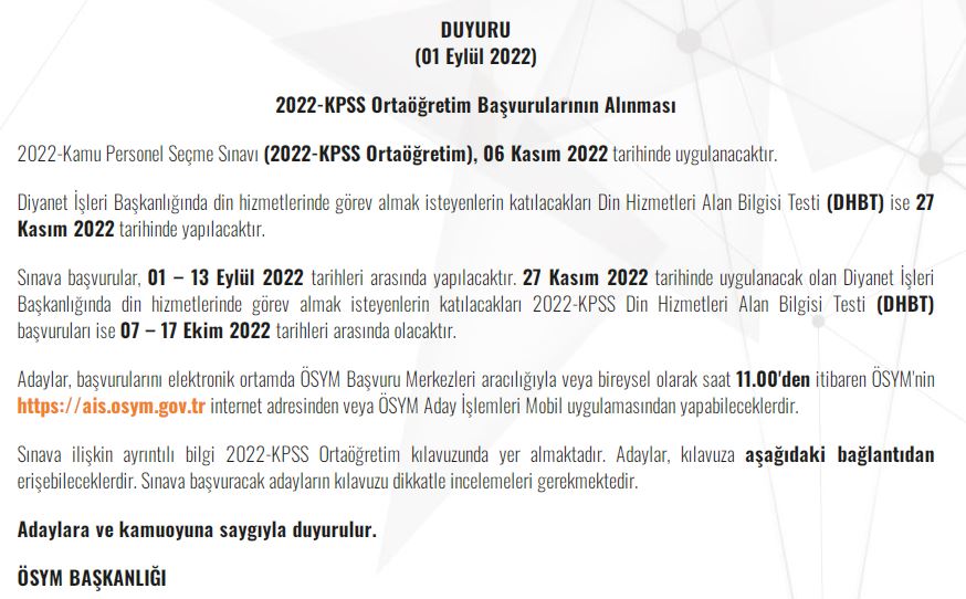 ösym kpss ortaöğretim açıklaması