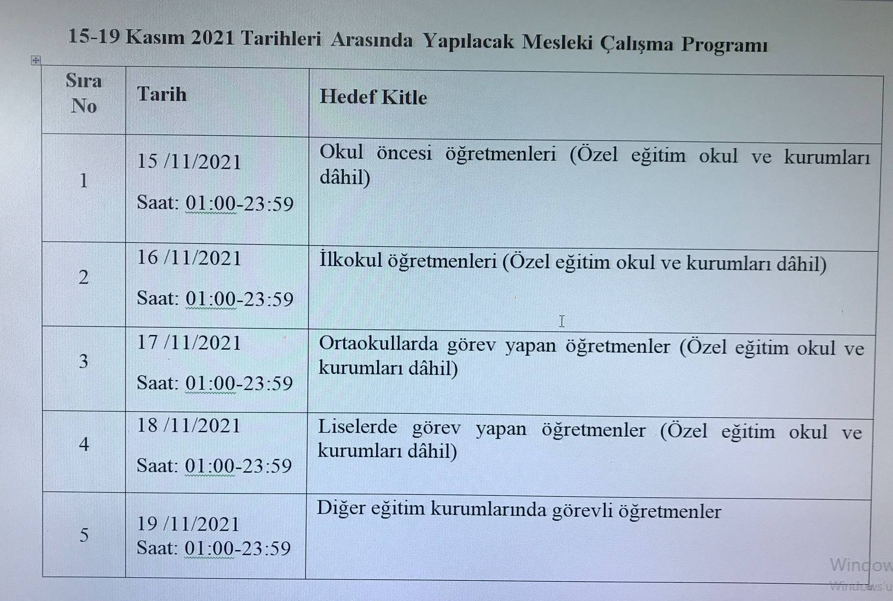 İlkokul, ortaokul, lise, okul öncesi öğretmen semineri ne zaman (1)