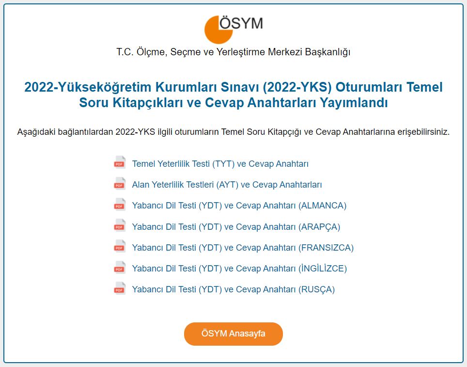 2022 YKS Sorular Ve Cevapları PDF İNDİR | YKS (TYT-AYT-YDT) Soru ...