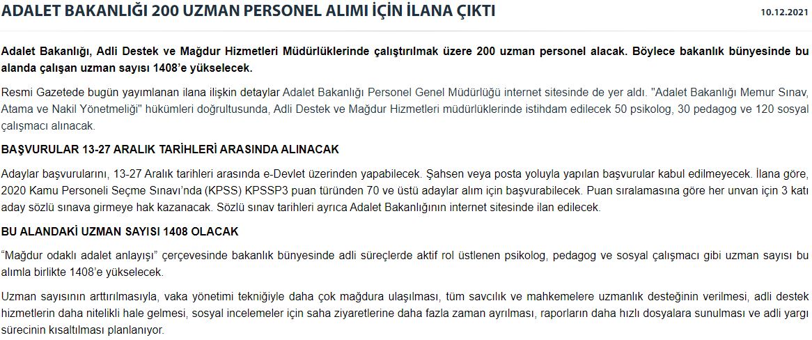 adalet bakanlığı 200 uzman personel alımı iş ilanı_1