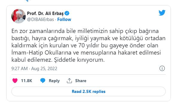 ali erbaş açıklaması