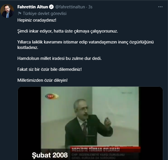 İletişim Başkanı Altun'dan CHP yönetimine 'Milletten özür dileyin' çağrısı - Timeturk Haber