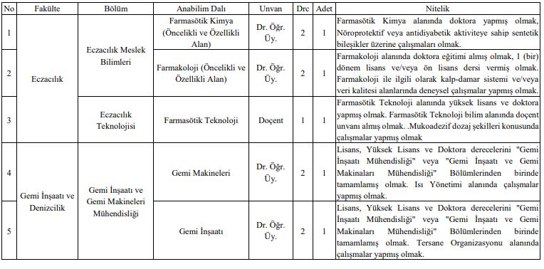 izmir katip çelebi üniversitesi öğretim üyesi alımı