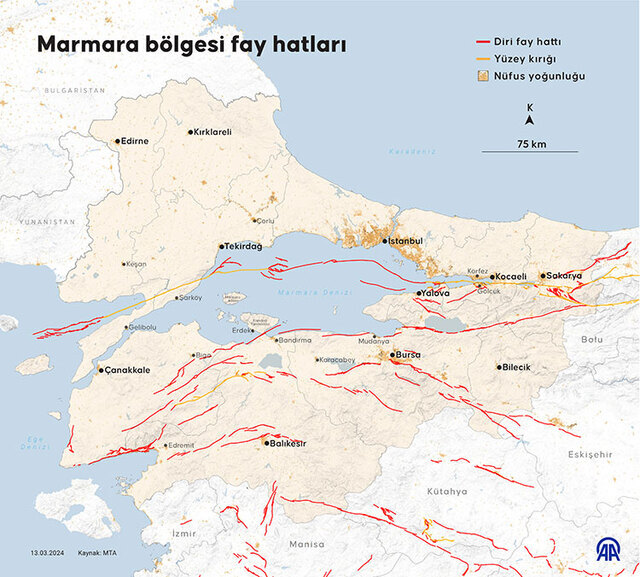 Yenilenmiş Diri Fay Haritasına Göre İkinci Derece Riskli Bölgeler