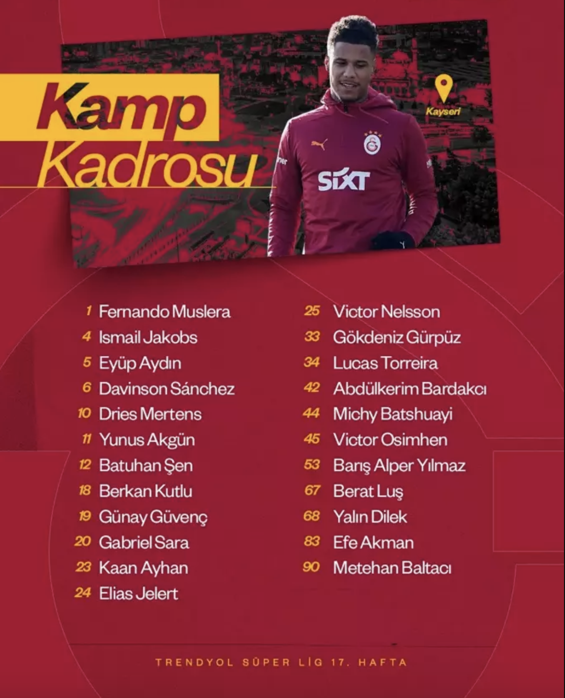 galatasaray kadrosu