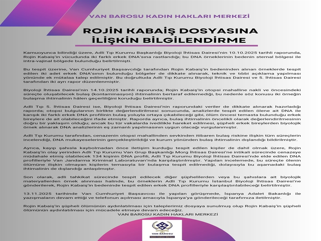 Rojin Kabaiş: Adli Tıp Bulguları ve Soruşturmadaki Gelişmeler