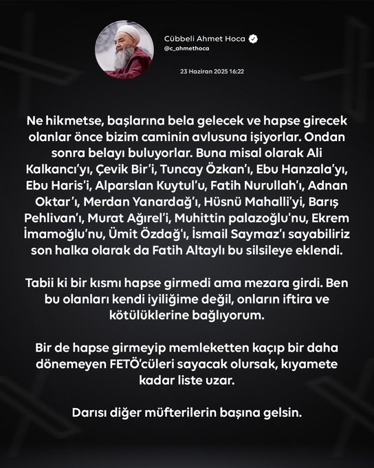 Gazeteci Ruşen Çakır'ın Silivri Cezaevi'nde Cübbeli Ahmet ile yaptığı röportajda, paylaşım hakkındaki tartışmalar ve iddialar gündeme geldi.