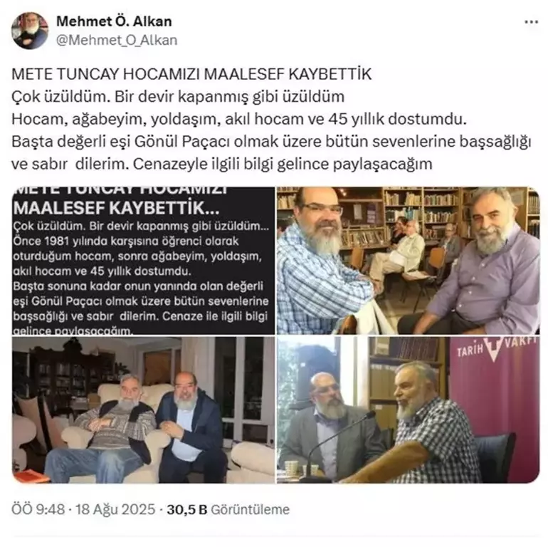 Tarihçi Mete Tunçay hayatını kaybetti