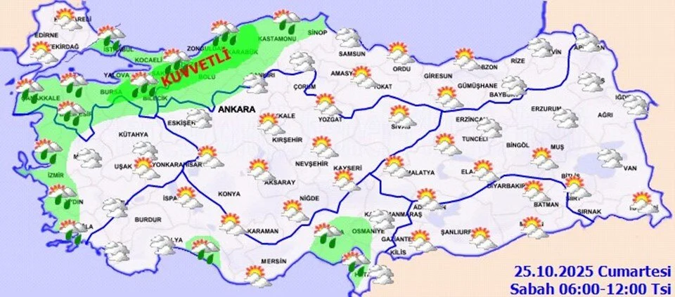 MGM Uyarısı: Marmara, Kıyı Ege ve Karadeniz Bölgesinde Yağışlar ve Soğuma Etkileri
