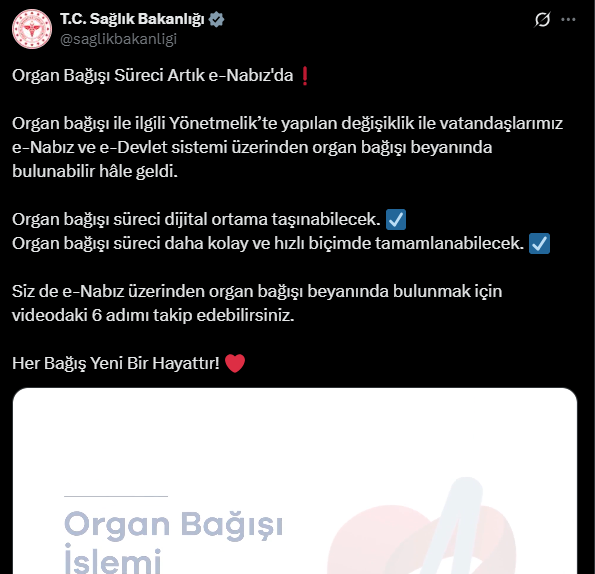 Organ Bağışı Artık Dijitalde: e-Nabız ve e-Devlet Üzerinden Onay Verme Özelliği