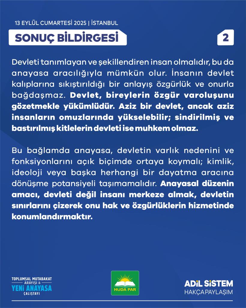 Milletin İradesi ve Yeni Anayasa İçin Toplumsal Mutabakat Çalıştayı Sonuç Bildirisi