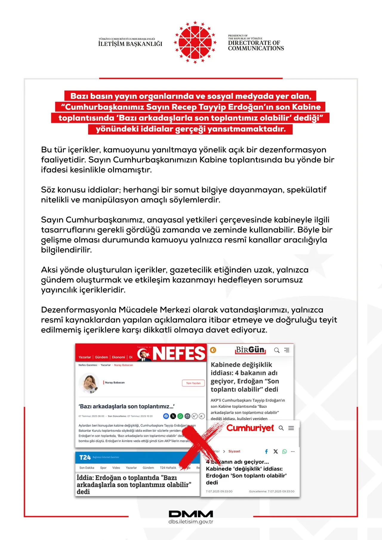 Resmi Açıklama ve Dezenformasyonla Mücadele
