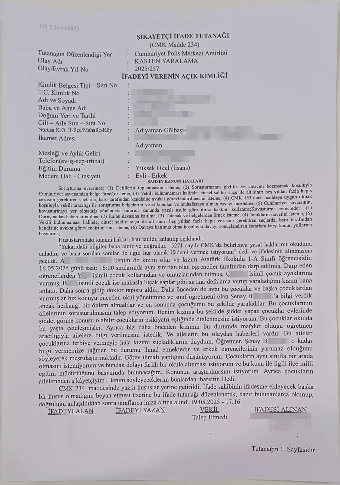 Adıyaman'ın Gölbaşı ilçesinde okulda yaşanan şiddet olayları büyüyor