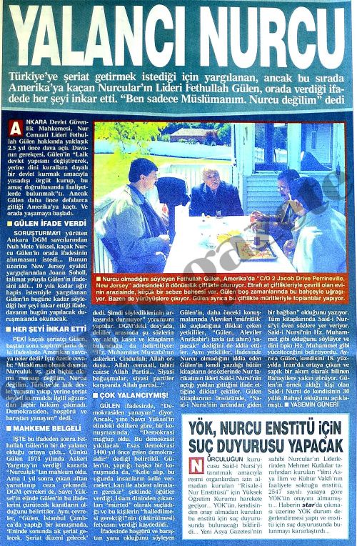 Geçmiş manşetlerde Fethullah Gülen