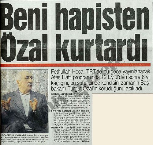 Geçmiş manşetlerde Fethullah Gülen