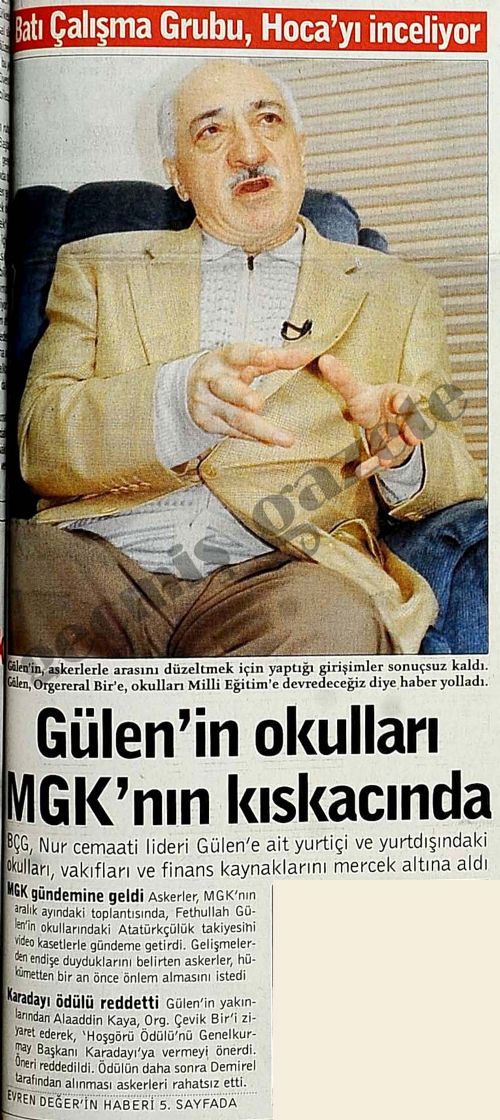 Geçmiş manşetlerde Fethullah Gülen