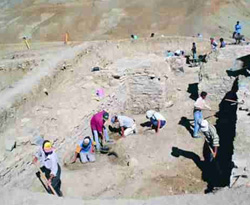 Arkeolojik kazıda iş makinası kullanmışlar