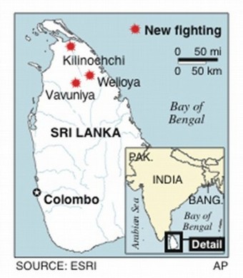 Sri Lanka'da 25 militan ve asker öldü