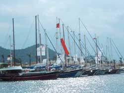 Marmaris'te teknelerden 'Cumhuriyet'e Saygı' geçişi