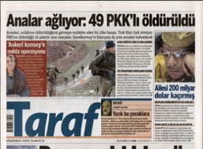 Taraf, PKK'lıların annelerini sürmanşet yaptı