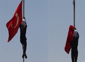 Bayrağı indiren o kişi tutuklandı