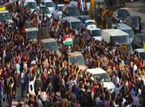 Erbil'de Kobani'ye destek gösterisi