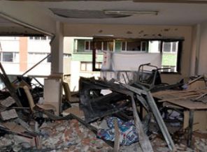 Patlamanın olduğu binada çökme tehlikesi