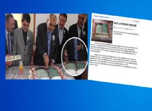 Müftü 'Kutlu Doğumu' Kur'an şeklinde pasta keserek kutladı (!)