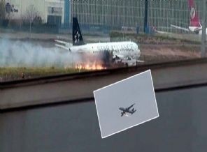 THY uçağı havada alev aldı